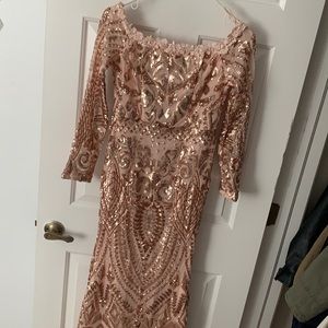 Fashion Nova rose gold long-sleeve dress
